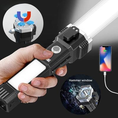 4 IN 1 COB Super Bright Safety Hammer Lifesaving USB Charging with Magnet Multifunctional Strong Light Flashlight Camping Torch