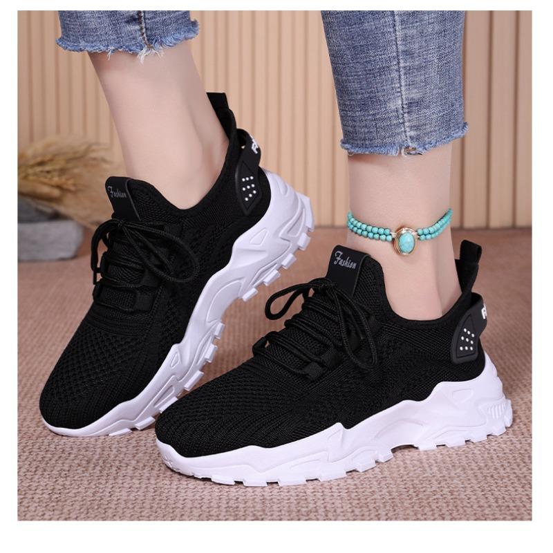 Women's Breathable Mesh Chunky Sneakers - Lightweight Athletic Shoes with Non-Slip Sole