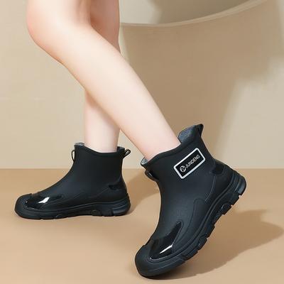 Regenschuhe Damen Herren Kurz Niedrig geschnittene Gummistiefel Rutschfest Autowäsche Wasserschuhe Fleece Wasserdicht Mode Wasserstiefel