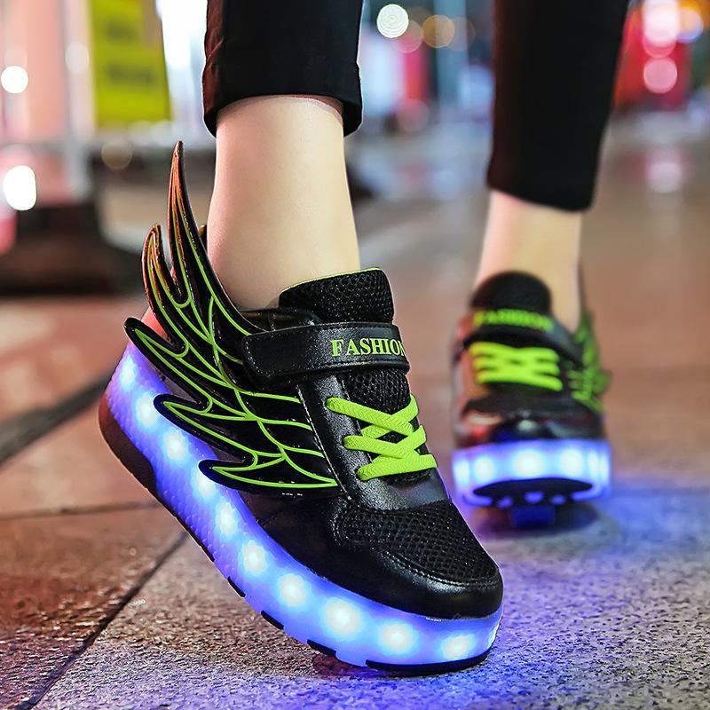 Wings Shoes LED Ultra-light Luminous Runaway Shoes Classmates Male and Female Classmates Lamp Shoes Sports Shoes Wheels Shoes