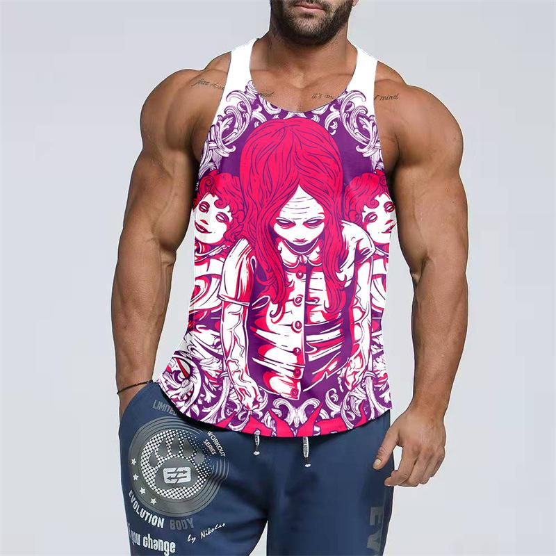 Skeleton Nightmare 3D Printed Large Size Trendy Sleeveless Men's Tank Top