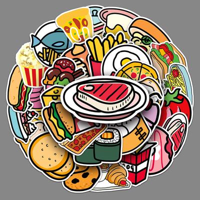 50 handgezeichnete Food-Doodles Persönlichkeits-Cartoons Niedliche Guka Kreative Dekorative Handyhüllen Kofferaufkleber