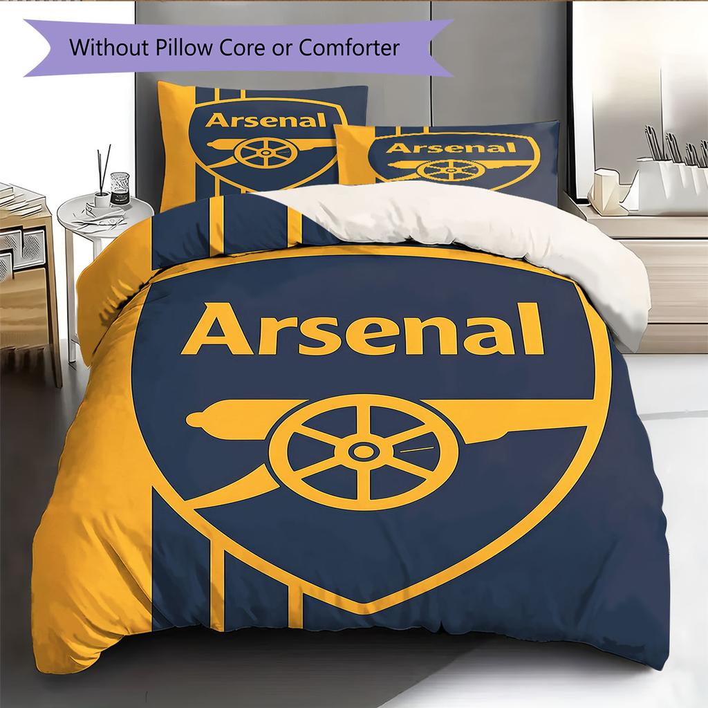 Arsenal Muster Bettwäsche Heimdekoration Geburtstagsgeschenk ( 1 Bettbezug + 2 Kissenbezüge, ohne Füllung),Fanartikel.