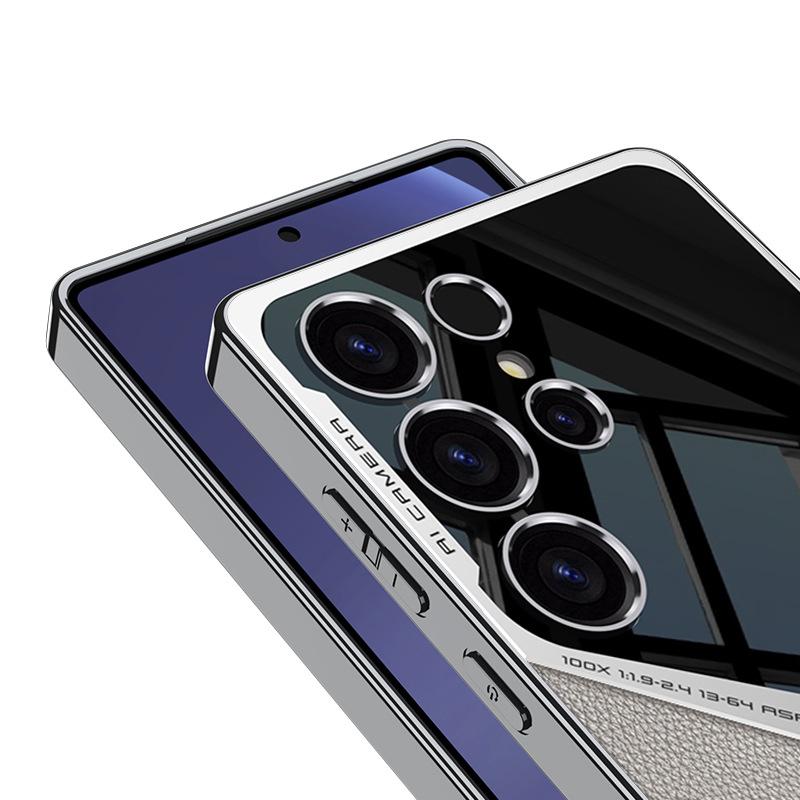 Samsung S25ultra Mobile Phone Case Electroplated Plain Leather Ultrasonic Ultrathin Case S25ultra Anti Fall Protection Case