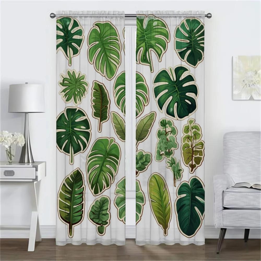 Green Plant Turtle Back Bamboo Window Curtain for Room 2 Panel Curtains for Bedroom Halloween Decoration Partition Shades Living