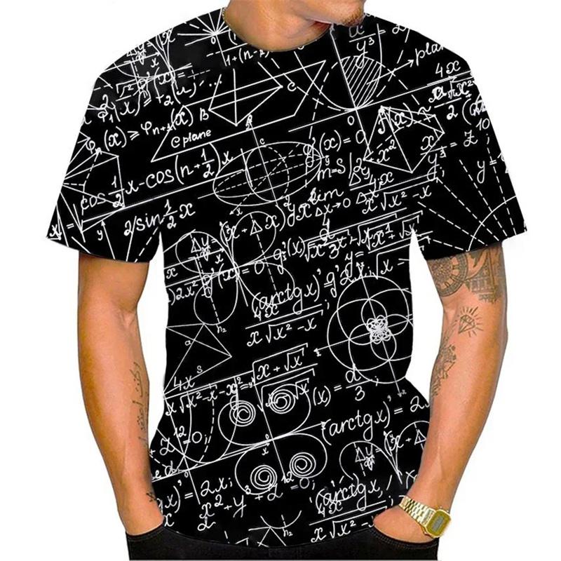 3D Printed Mathematical Formula T-Shirt For Men Equation Pattern T Shirts Summer Casual Unisex Short Sleeve Tops Round Neck Tees