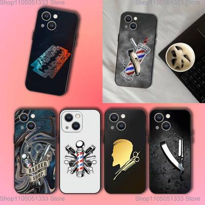 Barber Shop Hair Stylist Salon Phone Case For iPhone 17,16,15,14,13,12,11,Pro,XS,Max,XR,Plus,E,SE4,Mini Black Soft Cover