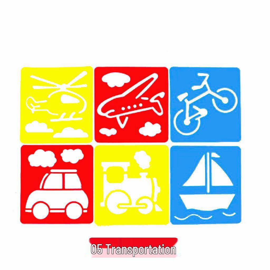 PP Kids' Painting & Drawing Stencil Set - Hollow Plastic Outline Templates for Beginners