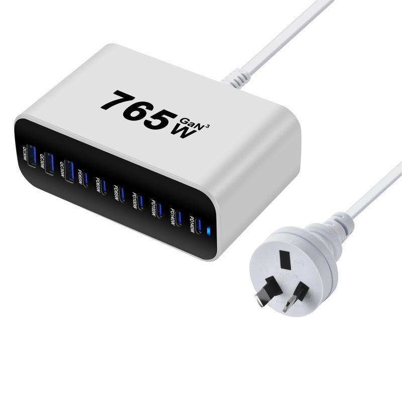 New Gallium Nitride 800W Multi-port PD Desktop Charger with AU Plug Adapter