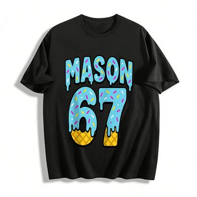 Gepersonaliseerd Mason 67 IJscrème Drip Print Korte Mouw Top Puur Katoen T-shirt