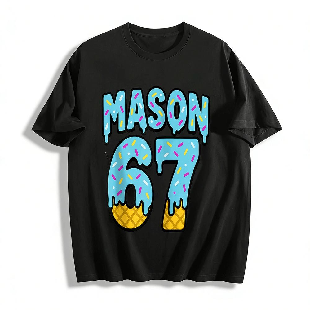 

Personalized Mason 67 Ice Cream Drip Print Short Sleeve Top Pure cotton T-shirt 6XL