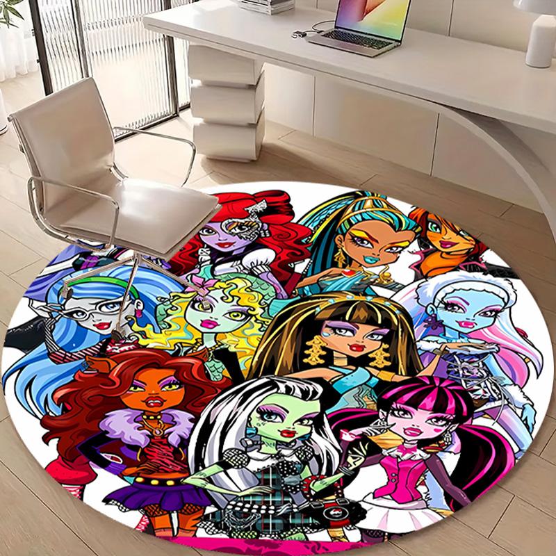 1pc Monster High Draculaura2 Design Printed Area Round Carpet for Bedroom Living Room Home Decor Rugs Mat Non Slip Mat Rug for Bedside