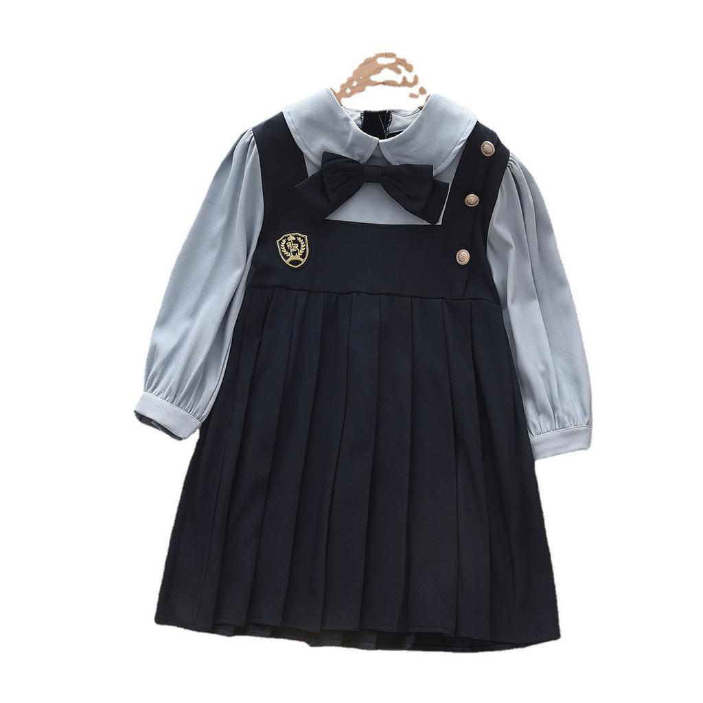 Mädchen Frühling und Herbst neue britische Art Faltenrock Shirt Kinder Kleid Schulkleidung