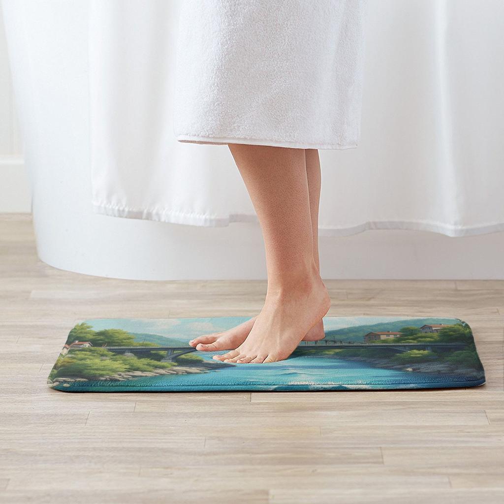 1PC Landscape Kitchen Rug Non-Slip Door Mats Pop Design Bathroom Rug Bath Mat Carpet for Home Sink Laundry Decor
