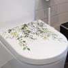 Green Plant Leaves Flowers Toilet Seat Lid Stickers Self-Adhesive Bathroom Wall Stickers Green Leaf Floral Toilet Lid Decals DIY Removable Waterproof