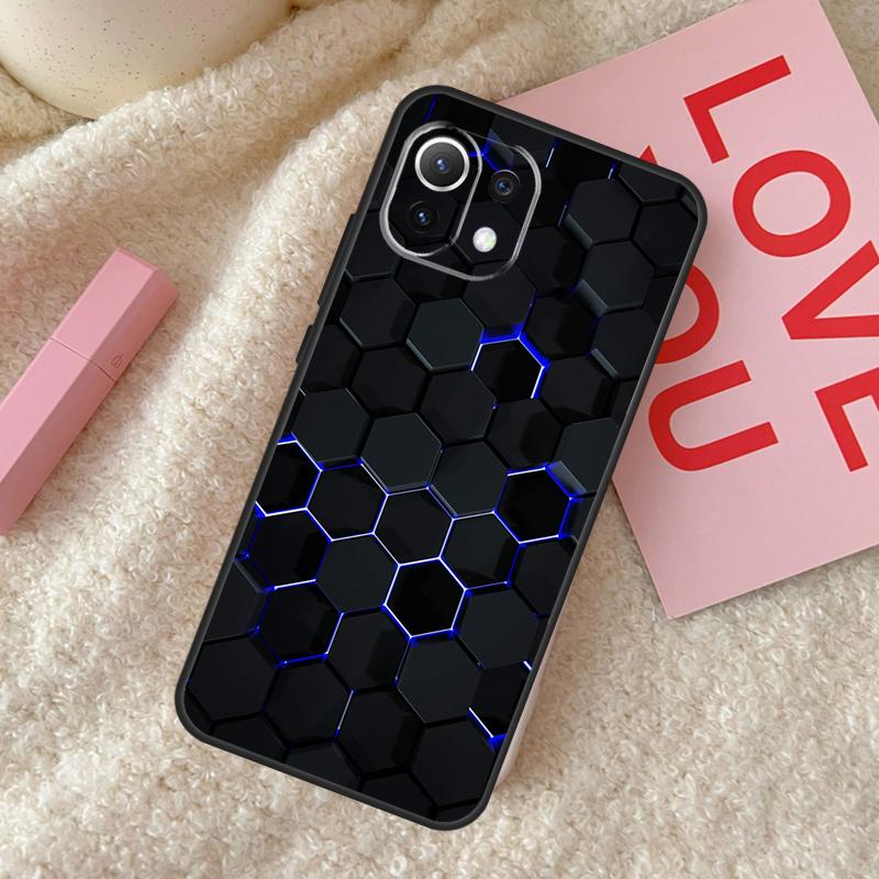 3D Hexagonal Lights Case For Xiaomi 14 15 Ultra 15T 14T 13T Pro 17 Pro Max POCO X7 Pro X3 X5 X6 F5 F6 F7 Cover