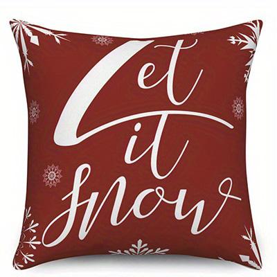 Home Decor Let It Snow & Merry Christmas Pillow Covers Pattern Cushion Cover Suitable For Sofa Bedroom Car Pillow Cover