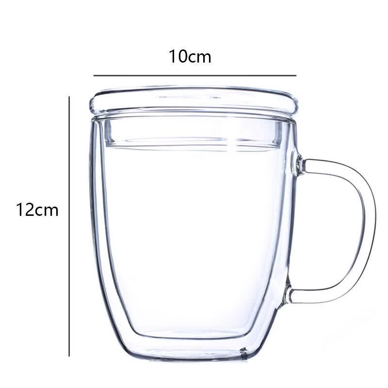 Deou Xingguang Double-Wall Glass Mug with Lid - 475ml
