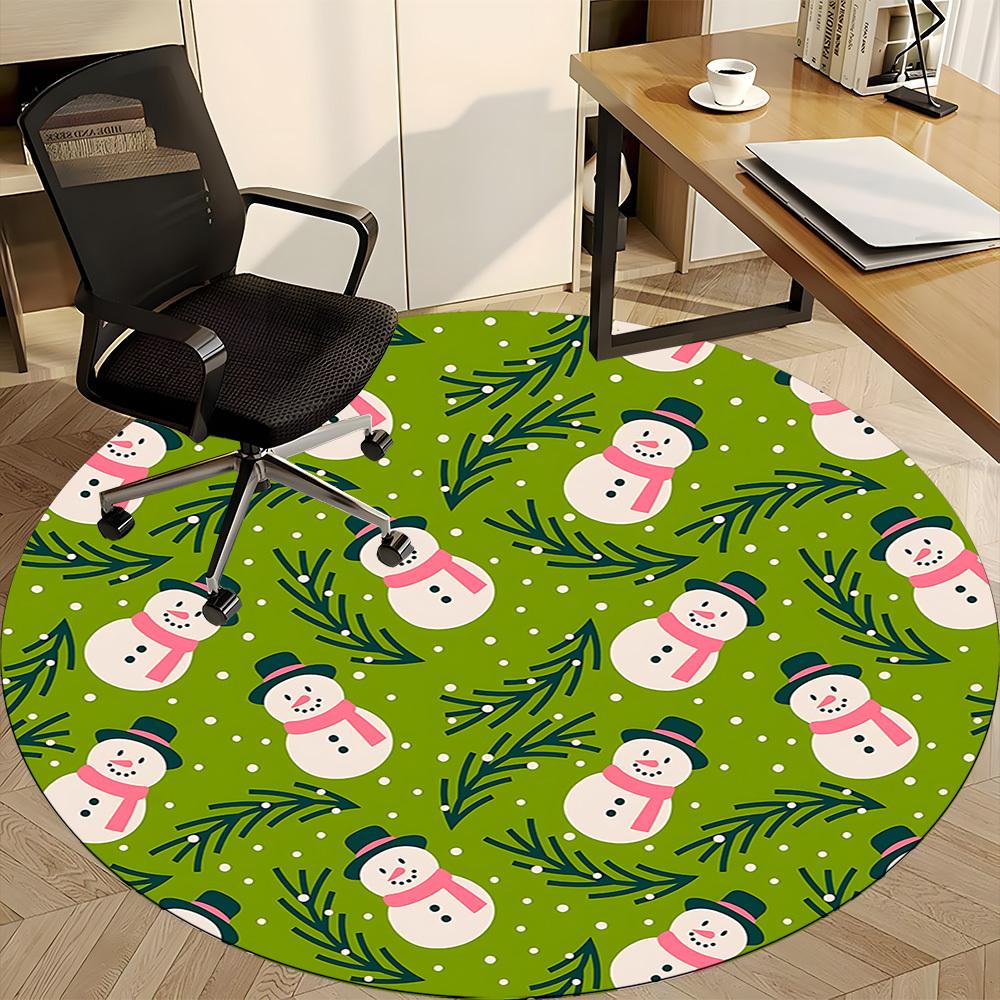 1pc Winter Wonderland Office Round Rug, Carpet for Office, Gaming, Lightweight Round Floor Mat yy260205079