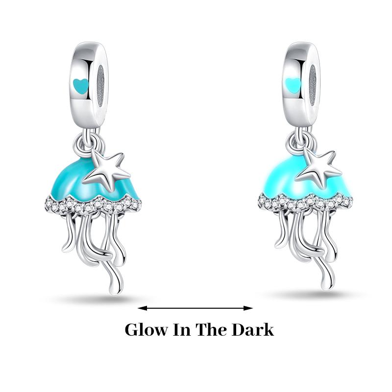 925 Silver Plated Fireflies Butterfly Stars Luminous Charms Beads Fit 3mm 925 Original Bracelets DIY Jewelry Gift