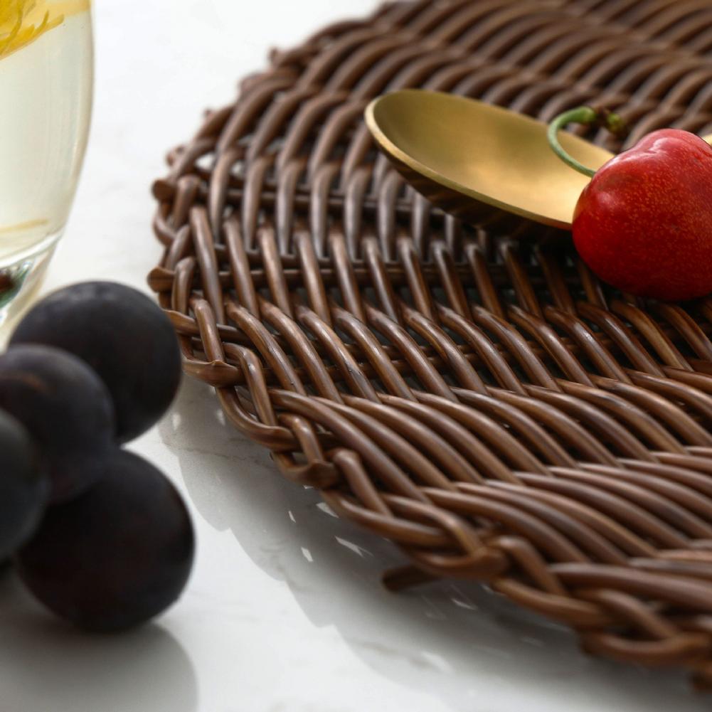 Mantel Aislamiento Térmico Mimbre Artificial Tejido Protección de Mesa Plástico Taza Bebida Posavasos Uso Doméstico