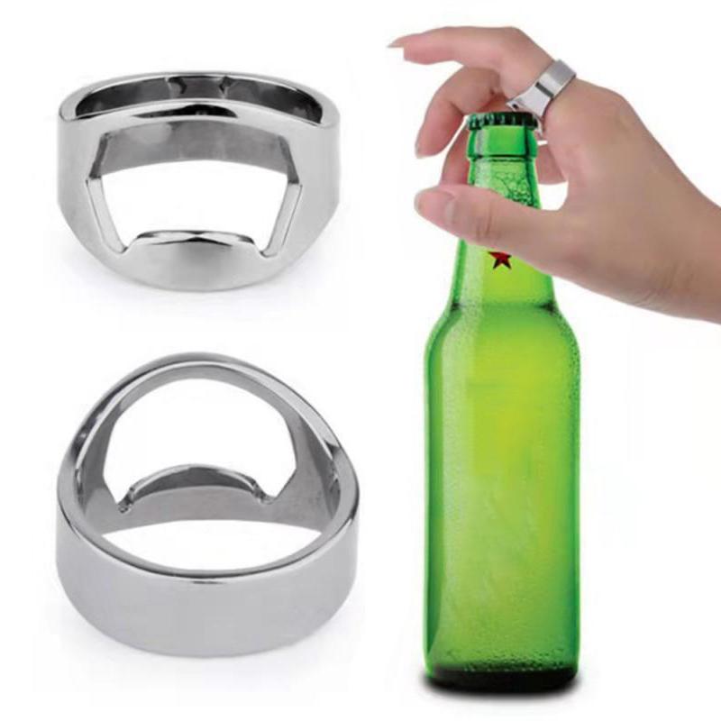 Flaschenöffner-Ring Kreativität Korkenzieher Edelstahl Fingerring Bierdosenöffner Gadgets Cool Bar Küchenzubehör Geschenke