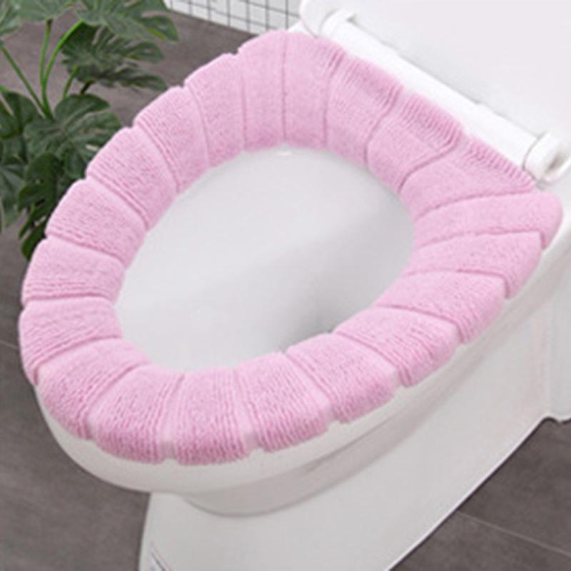 Washable Knitted Toilet Seat Cushion with Handle