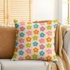 Groovy Retro Blumen Kissenbezug Seidiger Kurzer Plüsch Unsichtbarer Reißverschluss Staubdicht Sofakissenbezug Für Heimdekoration