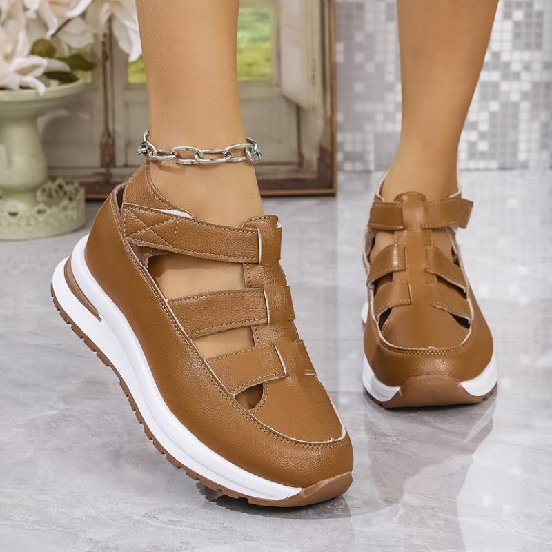 Ladies Shoes 2025 High Quality Buckle Strap Women's Sandals New Closed Toe Office and Career Summer Solid Wedge Sandals Zapatos