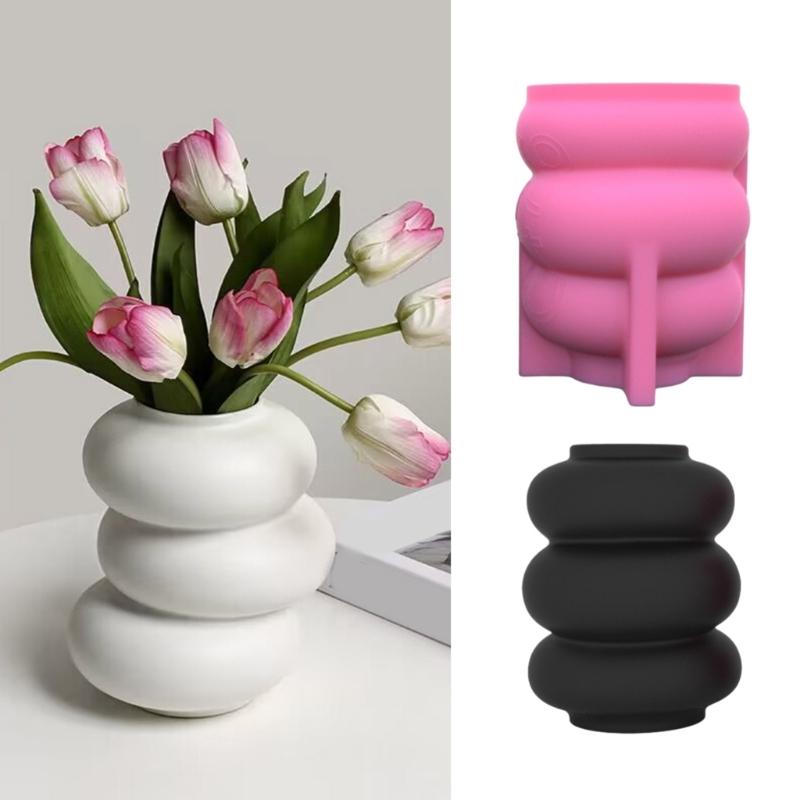 Unique Donuts Shaped Silicone Mold for  Vase Flower Arrangement Vase Resin Molds Desktop Decoration Table Centerpiece