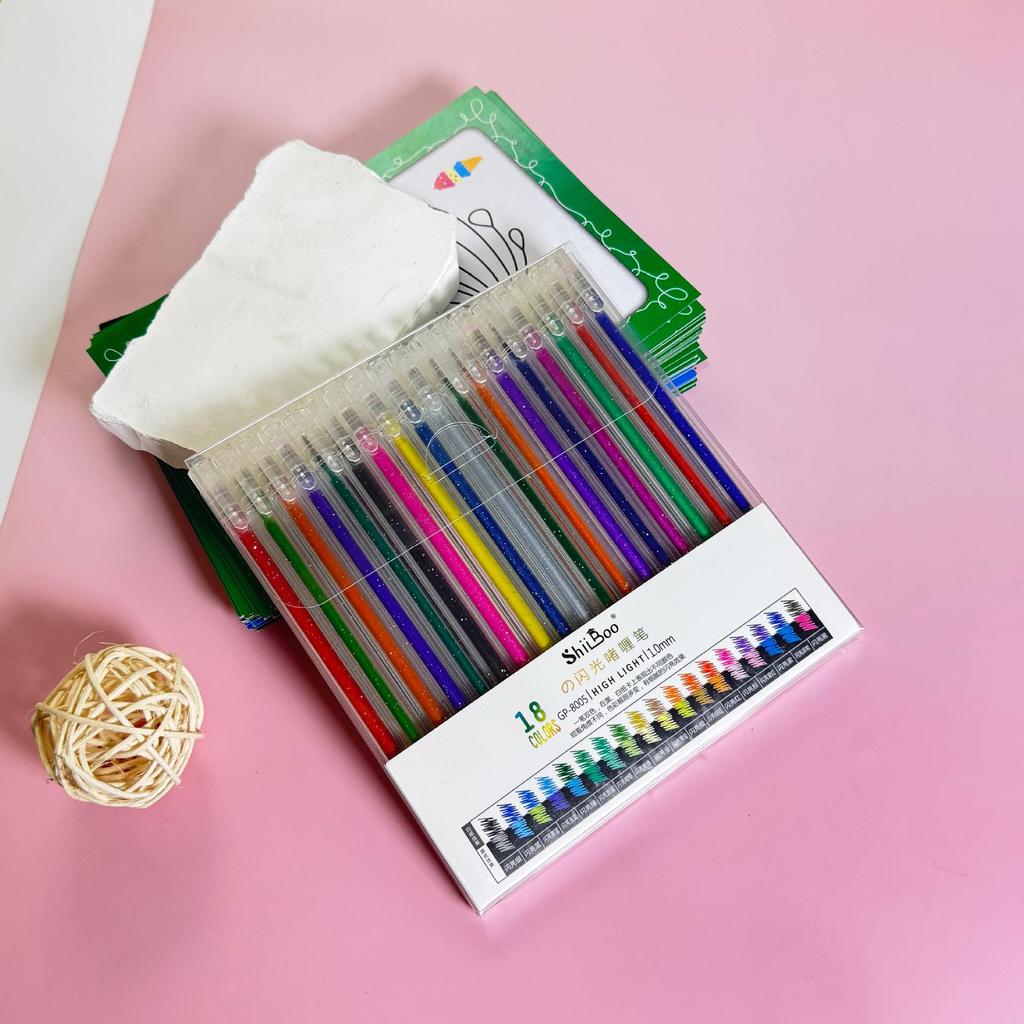 Fluorescent Glitter Gel Pen - Flowing Sand Pearlescent Colors for Students and Journals