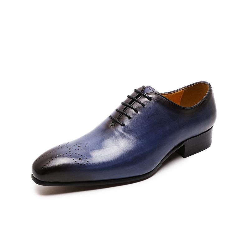Fashion FELIX CHU Mens Oxford Genuine Leather Shoes Whole Cut Fashion Pointed Toe Lace-up Formal Business Wedding Dress Shoes for men