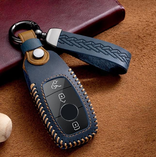 Leder Auto Schlüsselhülle Etui für Mercedes benz A C E S G Klasse GLC CLE CLA GLB GLS W177 W205 W213 W222 X167 AMG Halter