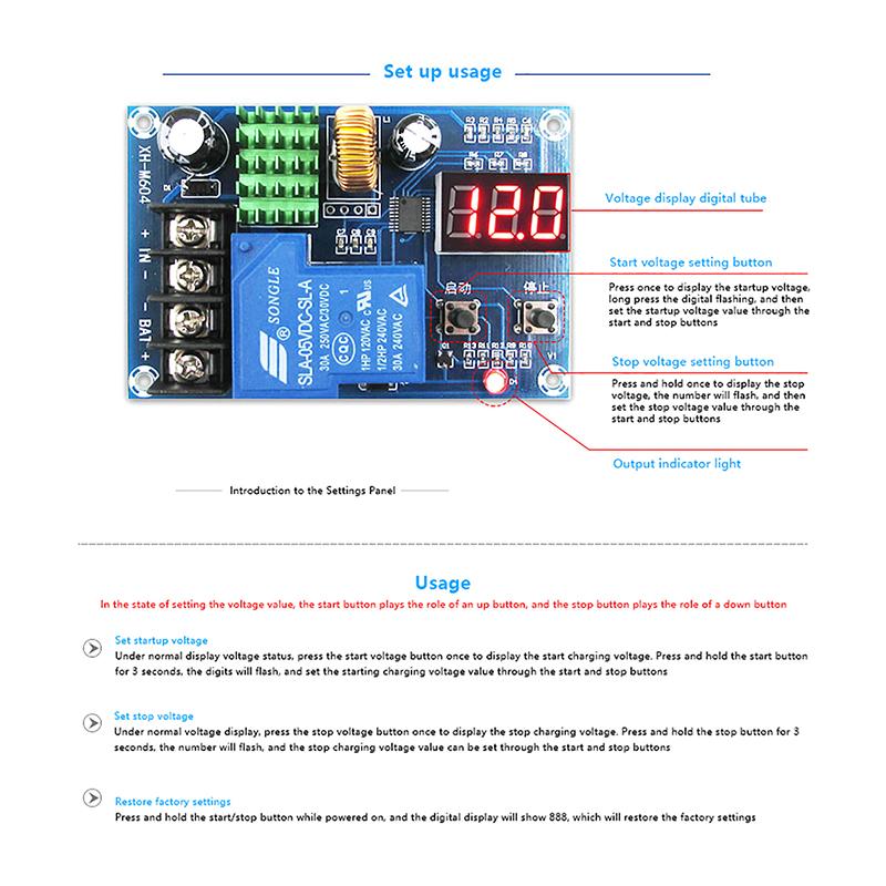 6V-60V Battery Charger Automatic Charging Controller Module Protection Board Relay Switch