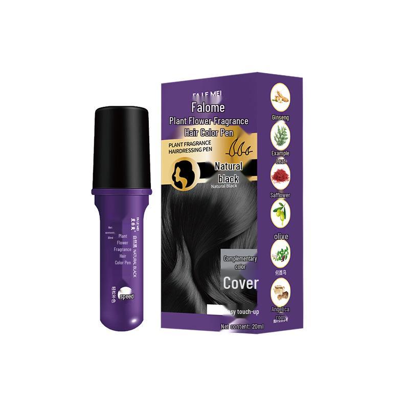 Faleime Floral Hair Color Pen - DJEM Temporary Hair Color with Teeth Comb, White Hair Concealer, Gentle & Non-Damaging, Disposable.