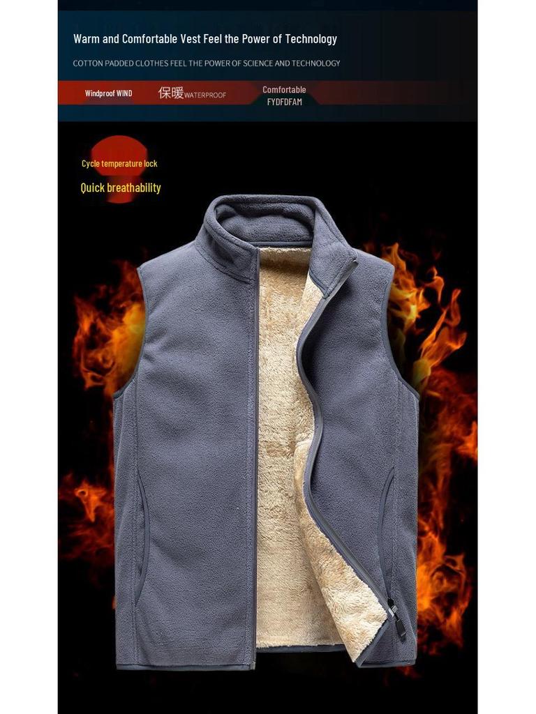 Men's Plus Size Urban Fashion Fleece-Lined Vest