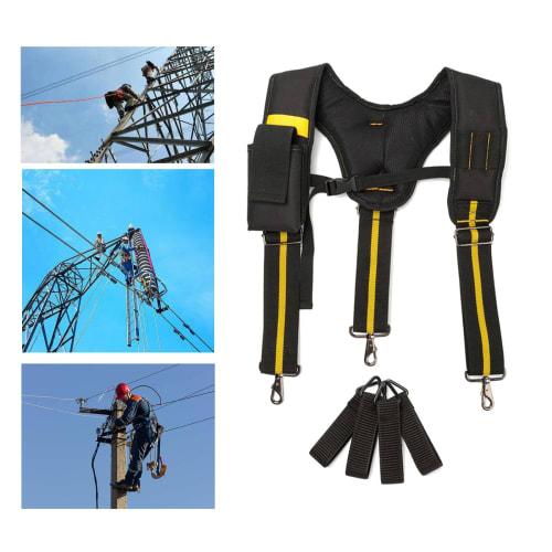 Padded Tool Belt Suspenders for Carpenters and Electricians with Attachment Rings for Men, Electrician Accessories, Work Suspenders