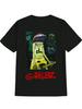 Black Casual Graphic T-shirt with Vibrant Gorillaz Character Print - Round Neck Summer Tee