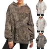 Sudadera con capucha para mujer Otoño Invierno Estampado de Hojas Bolsillo Grande Mangas Largas Gruesa Cálida Holgada Con Capucha Camuflaje Diario Deporte Superior