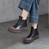 Johnature Versatile Thick Soled Genuine Leather Short Boots Side Zipper Autumn/winter Retro Women's Flat Platform Shoes