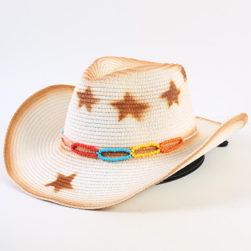 Popular Western Cowboy Straw Hat Men's and Women's Fashion Shade Straw Hat Classic Outdoor Western Cowboy Hat