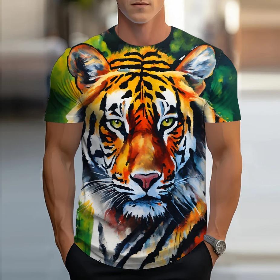 Golden Lion King 3D Printed Men's T-shirt Summer Animal T-shirt