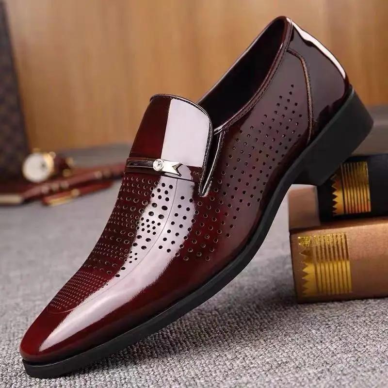 Bright Upper Men's Formal Shoes Patent Leather Spring Autumn Social Shoe Male Pointed Toe Gentleman New  Trend Party Style