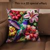 2D Hummingbird Floral Tropical Throw Pillow Covers Pattern Cushion Cover Suitable For Sofa Bedroom Car Pillow Cover