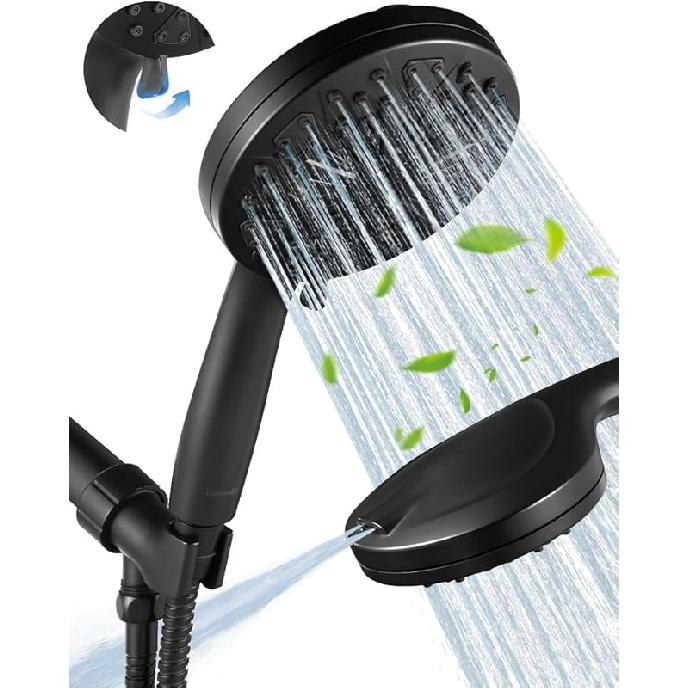 Shower Head,GUOYULJU Shower Heads with Handheld Spray Combo 10 Spray Modes,59Inch Hose,Shower Head with Handheld Adjustable Bracket,Built in Power