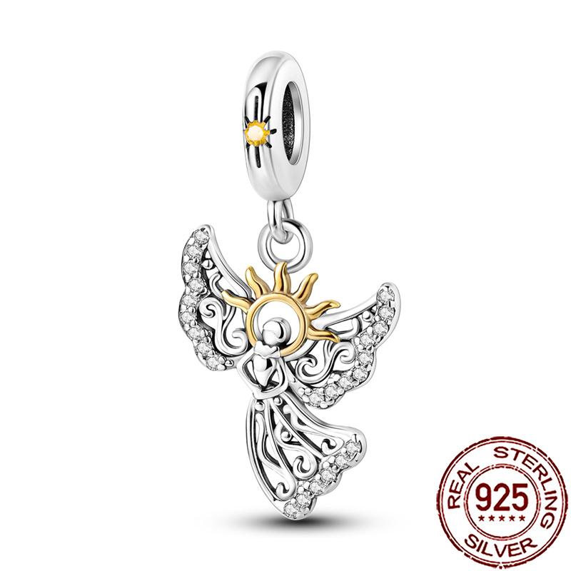 Charms Copper Angel Crucifix Cross Dangle Religious Beads Fit Snake Chain Bracelet Necklace Women Diy Jewelry