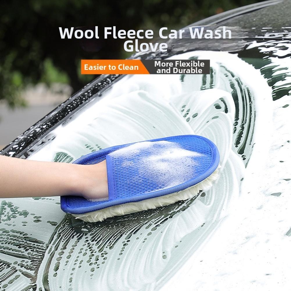 

Car Wash Gloves Wool Plush Soft Thickened Cleaning Mitts for Auto Detailing with Large 24CM Panel and Coral Fleece