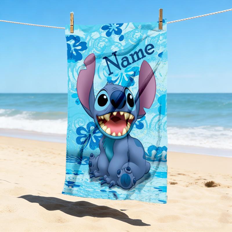 Custom Name Halloween Stitch Stylish Digital Printing Beach Towel Quick‑Drying Absorbent Blanket for Beach Pool Gym Travel