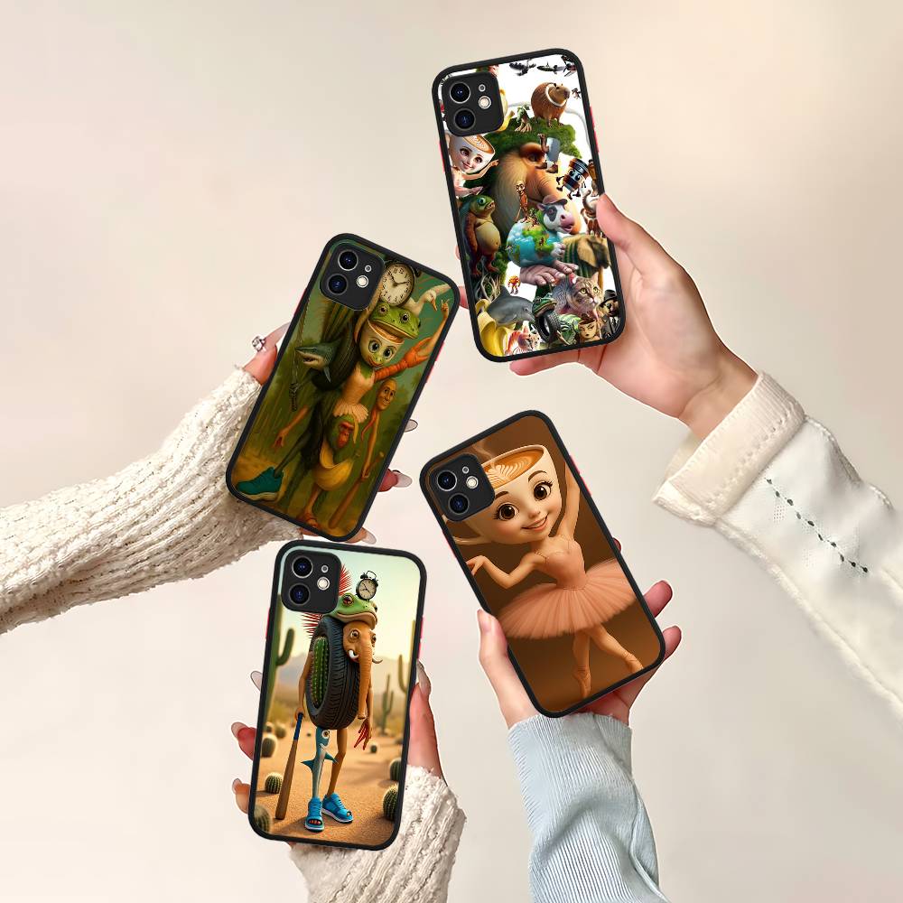 ITALIAN Brainrot Creative Animal For IPhone 11 12 13 14 15 16 Pro Max Plus Matte Translucent Phone Cover