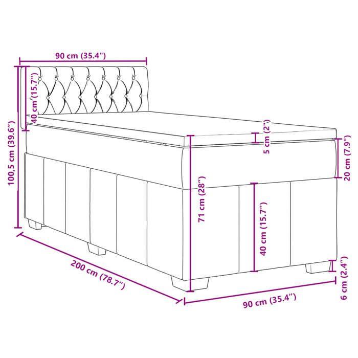 VidaXL Slat Bed Base with Mattress Cream 90x200 Cm Fabric 3289263